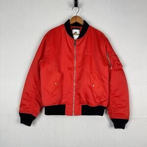 NWOT Nike Air Therma-Fit‎ Satin Bomber Jacket Picante Red Men's Small DV9891-633